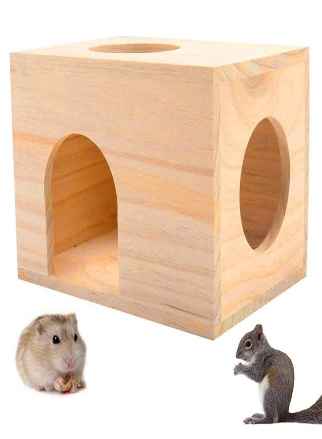 Western Era Wood HideHouse Hut Hammock Sleeping Cabin Cage Accessory Toy for Hamsters, Hedgehog, SugarGlider, Birds, Small Guinea Pig, Small Rabbit - Image 1